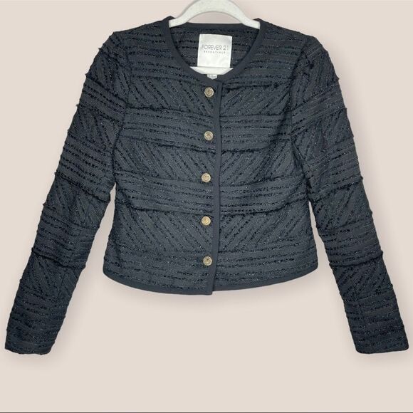 Forever‎ 21 black button career business jacket - Picture 1 of 10